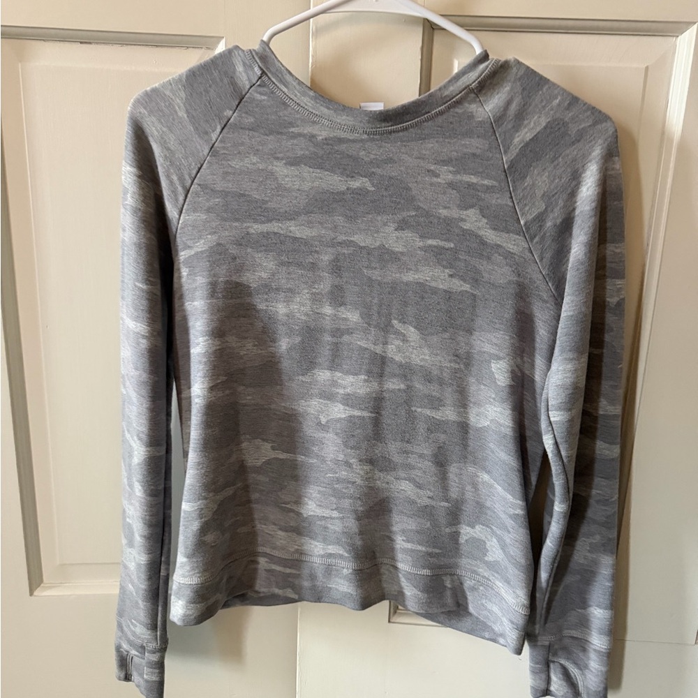 Athleta Girls Gray Camo Sweatshirt, Size 12